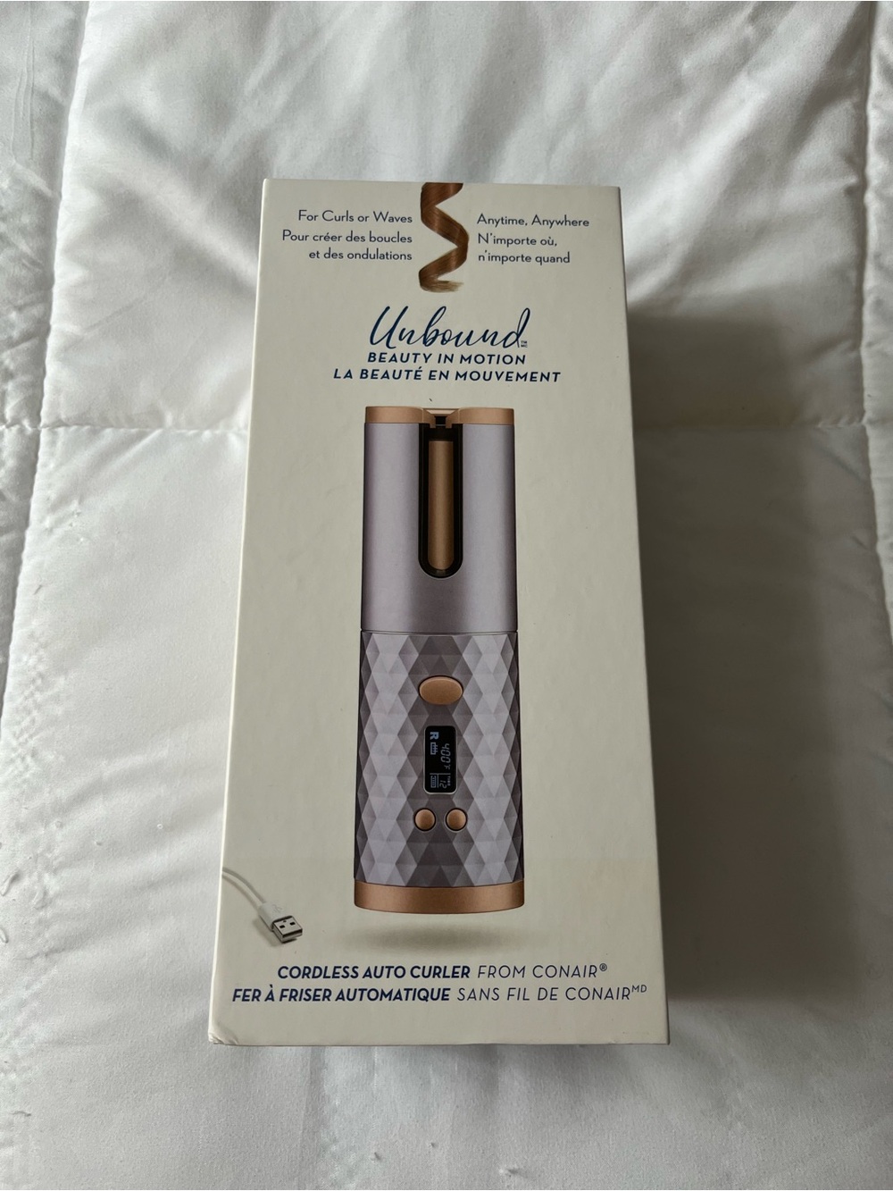 Unbound Cordless Auto Hair Curler in Lavender with Rose Gold Accents